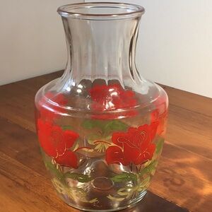 Vintage Anchor Hocking Red Rose Carafe Decanter